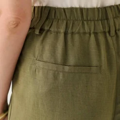 Pantacourt uni coton/lin