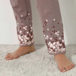 Pantalon base fleurie, jersey coton