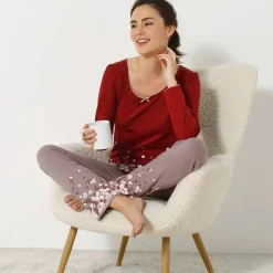Pantalon base fleurie, jersey coton