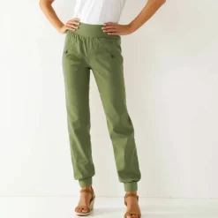 Pantalon blousant taille élastiquée, lin coton