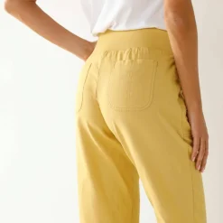 Pantalon blousant taille élastiquée, lin coton