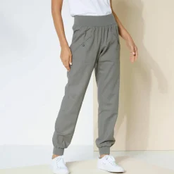 Pantalon blousant taille élastiquée, lin coton