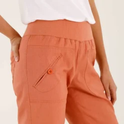 Pantalon blousant taille élastiquée, lin coton