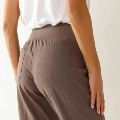 Pantalon blousant taille élastiquée, lin coton