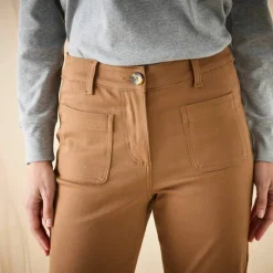 Pantalon bootcut, poches plaquées