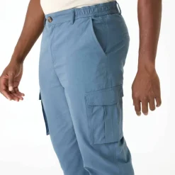 Pantalon cargo en toile ripstop ceinture élastiquée côtés