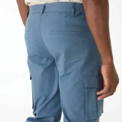 Pantalon cargo en toile ripstop ceinture élastiquée côtés