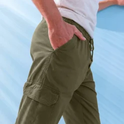 Pantalon cargo gabardine élastiqué