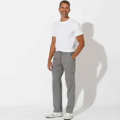 Pantalon cargo gabardine élastiqué