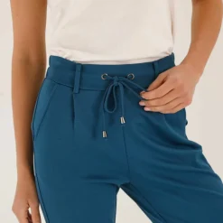 Pantalon chino uni, maille milano