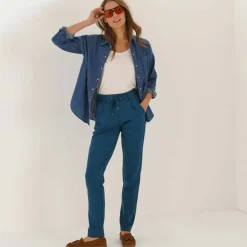 Pantalon chino uni, maille milano