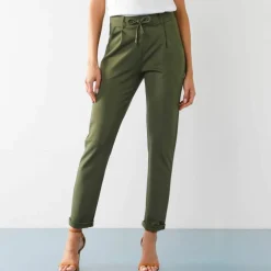 Pantalon chino uni, maille milano