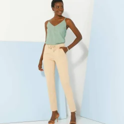 Pantalon chino uni, maille milano