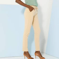 Pantalon chino uni, maille milano