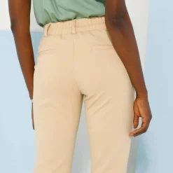 Pantalon chino uni, maille milano