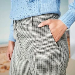 Pantalon cigarette 7/8ème, imprimé pied-de-poule