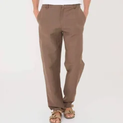 Pantalon coton lin ceinture 3/4 élastiquée