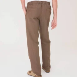 Pantalon coton lin ceinture 3/4 élastiquée