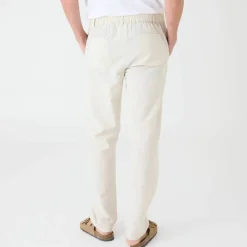 Pantalon coton lin ceinture 3/4 élastiquée
