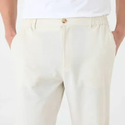 Pantalon coton lin ceinture 3/4 élastiquée