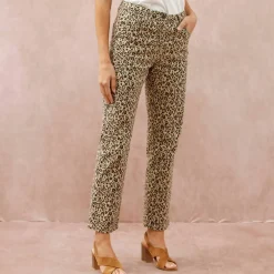 Pantalon coupe droite imprimé léopard