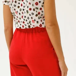 Pantalon coupe large molleton taille élastiquée