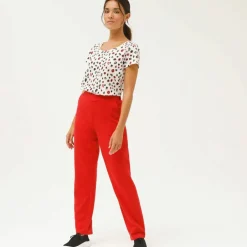 Pantalon coupe large molleton taille élastiquée