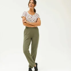 Pantalon coupe large molleton taille élastiquée