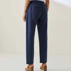Pantalon coupe mom coton-lin uni