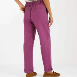 Pantalon coupe mom coton-lin uni