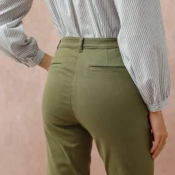 Pantalon coupe mom taille haute, stretch