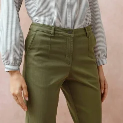 Pantalon coupe mom taille haute, stretch
