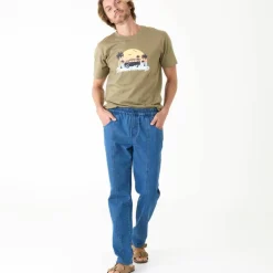 Pantalon denim léger élastiqué