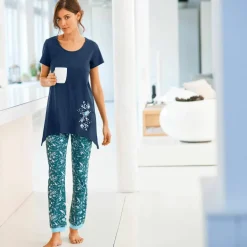 Pantalon de pyjama – fleuri émeraude