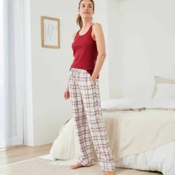 Pantalon de pyjama tissé teint carreaux