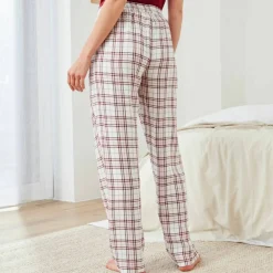 Pantalon de pyjama tissé teint carreaux