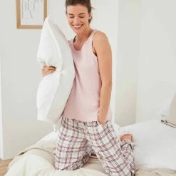 Pantalon de pyjama tissé teint carreaux