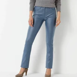 Pantalon droit enduit