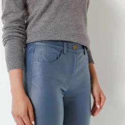 Pantalon droit enduit