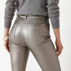 Pantalon droit enduit