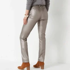 Pantalon droit enduit