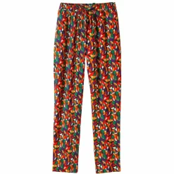 Pantalon droit imprimé, crépon fluide