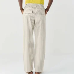 Pantalon droit large, rayé