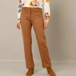 Pantalon droit, maille suédine