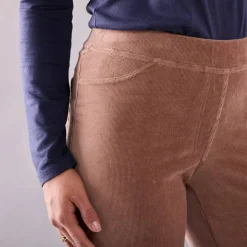 Pantalon droit, maille velours côtelé