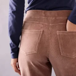 Pantalon droit, maille velours côtelé