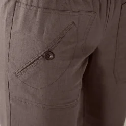 Pantalon droit 7/8ème, taille élastiquée, lin coton