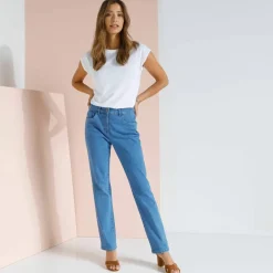 Pantalon effet ventre plat, coton stretch
