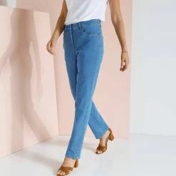 Pantalon effet ventre plat, coton stretch