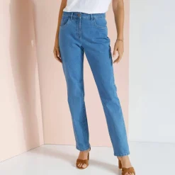 Pantalon effet ventre plat, coton stretch